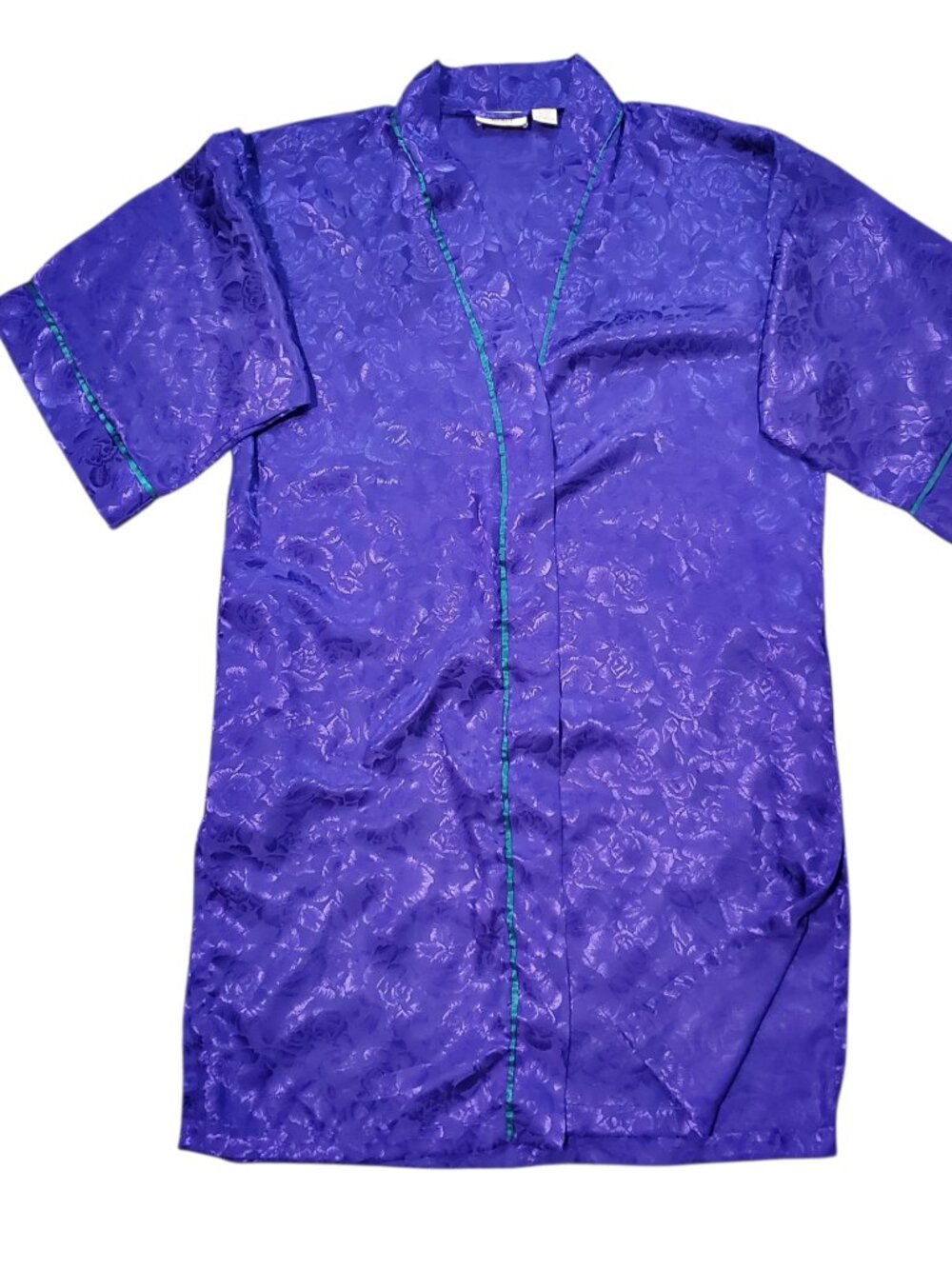 Vintage Victoria's Secret Gold Label Silky Floral Purple Green Robe One Size